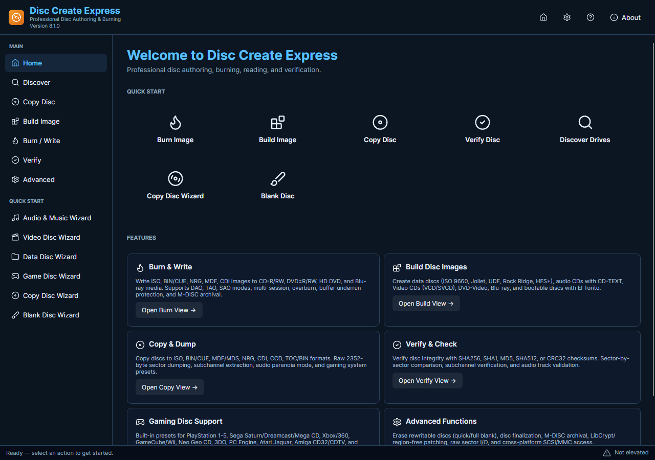 Disc Create Express current Windows application