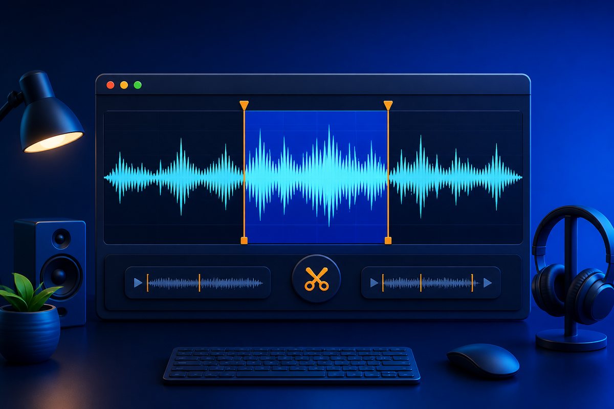 Trimming an MP3 audio waveform on Windows 11